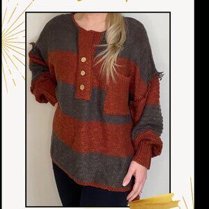 Free People Oversized Striped Sweater Pullover S